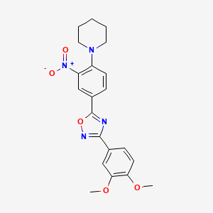 molecular formula C21H22N4O5 B7717302 3-(3,4-dimethoxyphenyl)-5-(3-nitro-4-(piperidin-1-yl)phenyl)-1,2,4-oxadiazole 