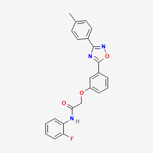 molecular formula C23H18FN3O3 B7717381 N-(2-fluorophenyl)-2-(3-(3-(p-tolyl)-1,2,4-oxadiazol-5-yl)phenoxy)acetamide 