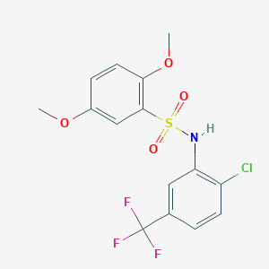 molecular formula C15H13ClF3NO4S B7717405 N-(2-chloro-5-(trifluoromethyl)phenyl)-2,5-dimethoxybenzenesulfonamide 