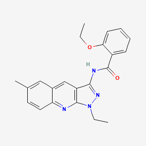 molecular formula C22H22N4O2 B7717420 2-ethoxy-N-(1-ethyl-6-methyl-1H-pyrazolo[3,4-b]quinolin-3-yl)benzamide 