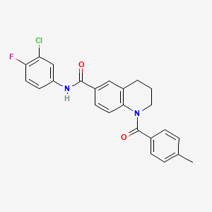 molecular formula C24H20ClFN2O2 B7717437 N-(3-chloro-4-methoxyphenyl)-1-(4-methylbenzoyl)-1,2,3,4-tetrahydroquinoline-6-carboxamide 