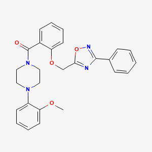 molecular formula C27H26N4O4 B7717481 (4-(2-methoxyphenyl)piperazin-1-yl)(2-((3-phenyl-1,2,4-oxadiazol-5-yl)methoxy)phenyl)methanone 