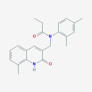 molecular formula C22H24N2O2 B7717491 N-(2,4-dimethylphenyl)-N-((2-hydroxy-8-methylquinolin-3-yl)methyl)propionamide 