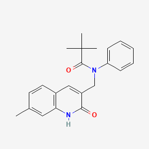 molecular formula C22H24N2O2 B7717506 N-((2-hydroxy-7-methylquinolin-3-yl)methyl)-N-phenylpivalamide 