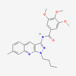 molecular formula C25H28N4O4 B7717517 N-(1-butyl-7-methyl-1H-pyrazolo[3,4-b]quinolin-3-yl)-3,4,5-trimethoxybenzamide 