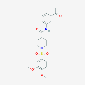 molecular formula C22H26N2O6S B7717592 1-(3,4-dimethoxybenzenesulfonyl)-N-(3-methylphenyl)piperidine-4-carboxamide 