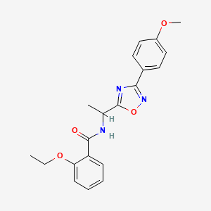 molecular formula C20H21N3O4 B7717620 2-ethoxy-N-(1-(3-(4-methoxyphenyl)-1,2,4-oxadiazol-5-yl)ethyl)benzamide 