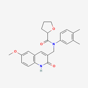 molecular formula C24H26N2O4 B7717630 N-(3,4-dimethylphenyl)-N-((2-hydroxy-6-methoxyquinolin-3-yl)methyl)tetrahydrofuran-2-carboxamide 
