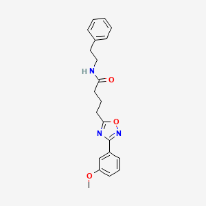 molecular formula C21H23N3O3 B7717636 4-(3-(3-methoxyphenyl)-1,2,4-oxadiazol-5-yl)-N-phenethylbutanamide 