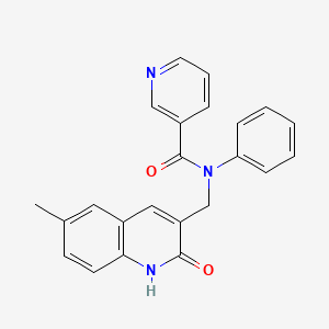molecular formula C23H19N3O2 B7717645 N-((2-hydroxy-6-methylquinolin-3-yl)methyl)-N-phenylnicotinamide 