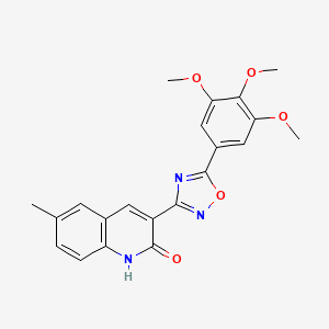 molecular formula C21H19N3O5 B7717668 6-methyl-3-(5-(3,4,5-trimethoxyphenyl)-1,2,4-oxadiazol-3-yl)quinolin-2-ol 