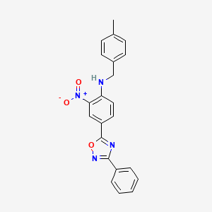 molecular formula C22H18N4O3 B7717678 N-(4-methylbenzyl)-2-nitro-4-(3-phenyl-1,2,4-oxadiazol-5-yl)aniline 