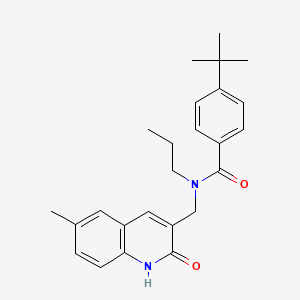 molecular formula C25H30N2O2 B7717694 4-(tert-butyl)-N-((2-hydroxy-6-methylquinolin-3-yl)methyl)-N-propylbenzamide 