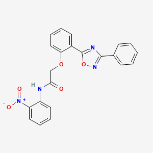 molecular formula C22H16N4O5 B7717707 N-(2-nitrophenyl)-2-(2-(3-phenyl-1,2,4-oxadiazol-5-yl)phenoxy)acetamide 