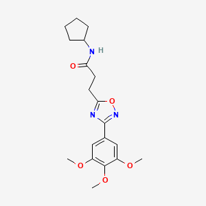 molecular formula C19H25N3O5 B7717712 N-cyclopentyl-3-(3-(3,4,5-trimethoxyphenyl)-1,2,4-oxadiazol-5-yl)propanamide 