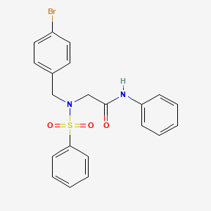 molecular formula C21H19BrN2O3S B7717713 2-{N-[(4-bromophenyl)methyl]benzenesulfonamido}-N-(2,5-dimethoxyphenyl)acetamide 