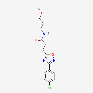 molecular formula C15H18ClN3O3 B7717718 3-(3-(4-chlorophenyl)-1,2,4-oxadiazol-5-yl)-N-(3-methoxypropyl)propanamide 