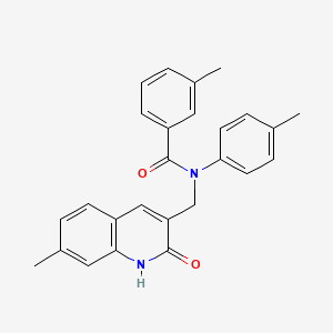 molecular formula C26H24N2O2 B7717734 N-((2-hydroxy-7-methylquinolin-3-yl)methyl)-3-methyl-N-(p-tolyl)benzamide 
