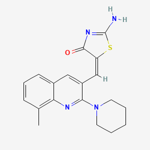 molecular formula C19H20N4OS B7717747 (E)-2-imino-5-((8-methyl-2-(piperidin-1-yl)quinolin-3-yl)methylene)thiazolidin-4-one 