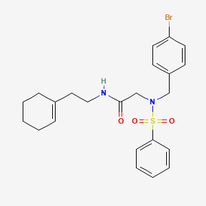 molecular formula C23H27BrN2O3S B7717752 1-(2-{N-[(4-bromophenyl)methyl]benzenesulfonamido}acetyl)piperidine-4-carboxamide 