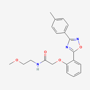 molecular formula C20H21N3O4 B7717766 N-(2-methoxyethyl)-2-(2-(3-(p-tolyl)-1,2,4-oxadiazol-5-yl)phenoxy)acetamide 