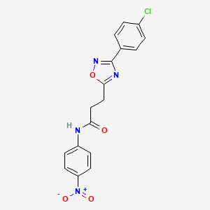 molecular formula C17H13ClN4O4 B7717770 3-(3-(4-chlorophenyl)-1,2,4-oxadiazol-5-yl)-N-(4-nitrophenyl)propanamide 