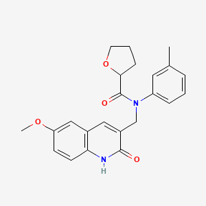 molecular formula C23H24N2O4 B7717794 N-((2-hydroxy-6-methoxyquinolin-3-yl)methyl)-N-(m-tolyl)tetrahydrofuran-2-carboxamide 