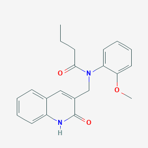 molecular formula C21H22N2O3 B7717817 N-((2-hydroxyquinolin-3-yl)methyl)-N-(2-methoxyphenyl)butyramide 
