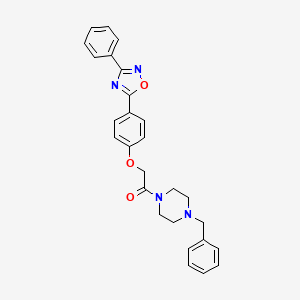 molecular formula C27H26N4O3 B7717819 1-(4-benzylpiperazin-1-yl)-2-(4-(3-phenyl-1,2,4-oxadiazol-5-yl)phenoxy)ethanone 