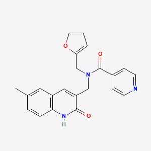 N-(furan-2-ylmethyl)-N-((2-hydroxy-6-methylquinolin-3-yl)methyl)isonicotinamide