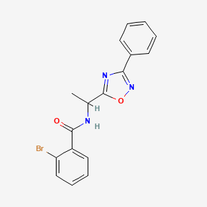 molecular formula C17H14BrN3O2 B7717882 2-bromo-N-(1-(3-phenyl-1,2,4-oxadiazol-5-yl)ethyl)benzamide 