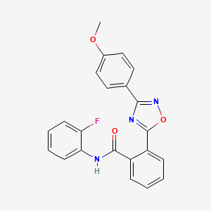 molecular formula C22H16FN3O3 B7717888 N-(2-fluorophenyl)-2-(3-(4-methoxyphenyl)-1,2,4-oxadiazol-5-yl)benzamide 