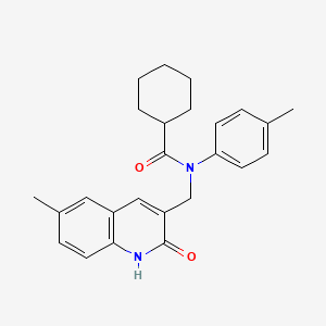 molecular formula C25H28N2O2 B7717922 N-((2-hydroxy-6-methylquinolin-3-yl)methyl)-N-(p-tolyl)cyclohexanecarboxamide 