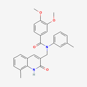 N-((2-hydroxy-8-methylquinolin-3-yl)methyl)-3,4-dimethoxy-N-(m-tolyl)benzamide