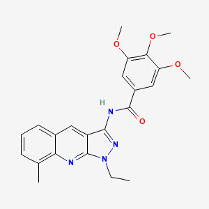 molecular formula C23H24N4O4 B7718004 N-(1-ethyl-8-methyl-1H-pyrazolo[3,4-b]quinolin-3-yl)-3,4,5-trimethoxybenzamide 