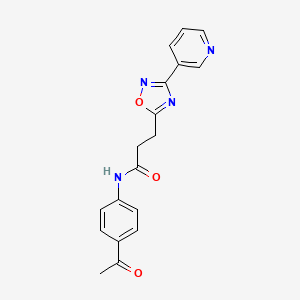 molecular formula C18H16N4O3 B7718014 N-(4-acetylphenyl)-3-(3-(pyridin-3-yl)-1,2,4-oxadiazol-5-yl)propanamide 