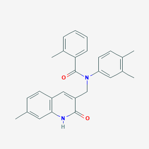 N-(3,4-dimethylphenyl)-N-((2-hydroxy-7-methylquinolin-3-yl)methyl)-2-methylbenzamide