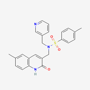 molecular formula C24H23N3O3S B7718056 N-((2-hydroxy-6-methylquinolin-3-yl)methyl)-4-methyl-N-(pyridin-3-ylmethyl)benzenesulfonamide 