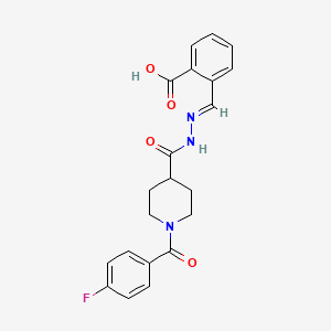 molecular formula C21H20FN3O4 B7718075 (E)-2-((2-(1-(4-fluorobenzoyl)piperidine-4-carbonyl)hydrazono)methyl)benzoic acid 
