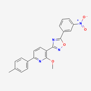 molecular formula C21H16N4O4 B7718088 3-(2-methoxy-6-(p-tolyl)pyridin-3-yl)-5-(3-nitrophenyl)-1,2,4-oxadiazole 