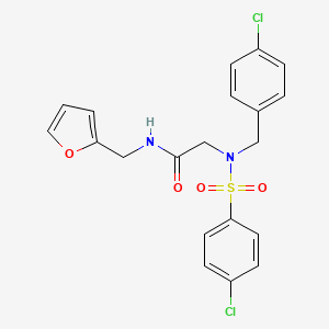 molecular formula C20H18Cl2N2O4S B7718102 2-(4-chloro-N-(4-chlorobenzyl)phenylsulfonamido)-N-(furan-2-ylmethyl)acetamide CAS No. 4095-49-2