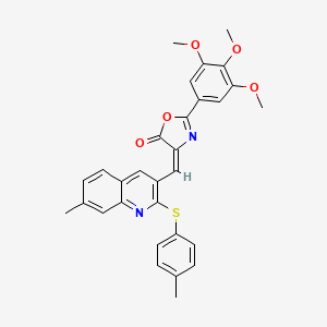 (E)-4-((7-methyl-2-(p-tolylthio)quinolin-3-yl)methylene)-2-(3,4,5-trimethoxyphenyl)oxazol-5(4H)-one