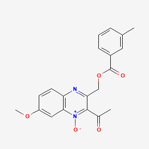 molecular formula C20H18N2O5 B7718124 2-acetyl-7-methoxy-3-(((3-methylbenzoyl)oxy)methyl)quinoxaline 1-oxide 