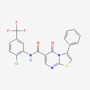 molecular formula C20H11ClF3N3O2S B7718136 N-(3-acetylphenyl)-5-oxo-3-phenyl-5H-[1,3]thiazolo[3,2-a]pyrimidine-6-carboxamide 