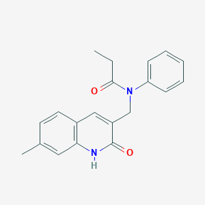 molecular formula C20H20N2O2 B7718138 N-((2-hydroxy-7-methylquinolin-3-yl)methyl)-N-phenylpropionamide 