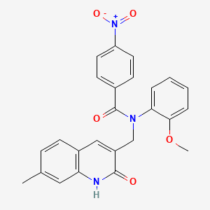 molecular formula C25H21N3O5 B7718141 N-((2-hydroxy-7-methylquinolin-3-yl)methyl)-N-(2-methoxyphenyl)-4-nitrobenzamide 