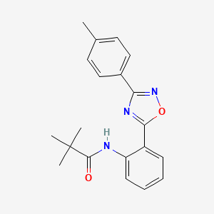 molecular formula C20H21N3O2 B7718142 N-(2-(3-(p-tolyl)-1,2,4-oxadiazol-5-yl)phenyl)pivalamide 