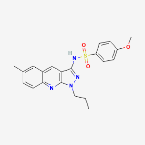 molecular formula C21H22N4O3S B7718172 4-methoxy-N-(6-methyl-1-propyl-1H-pyrazolo[3,4-b]quinolin-3-yl)benzenesulfonamide 