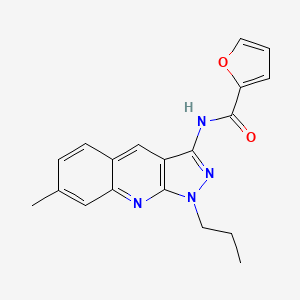 molecular formula C19H18N4O2 B7718190 N-(7-methyl-1-propyl-1H-pyrazolo[3,4-b]quinolin-3-yl)furan-2-carboxamide 