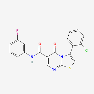 molecular formula C19H11ClFN3O2S B7718218 3-(2-chlorophenyl)-N-cyclohexyl-5-oxo-5H-[1,3]thiazolo[3,2-a]pyrimidine-6-carboxamide 